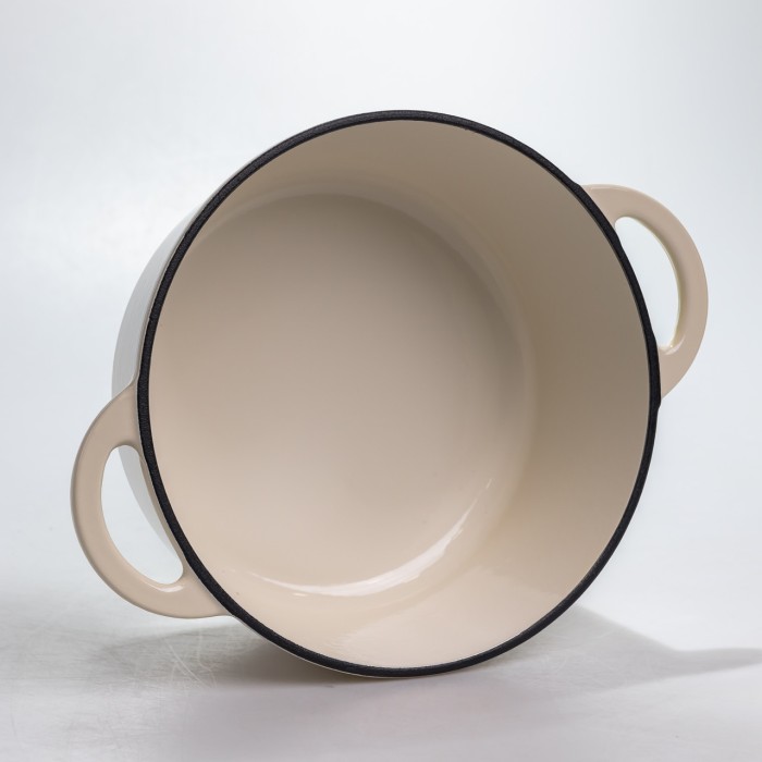 Каструля чавунна 2.5 л емальована з кришкою посуд для тушкування запікання томління кухонна Біла HP-1-14-WHITE (88833)