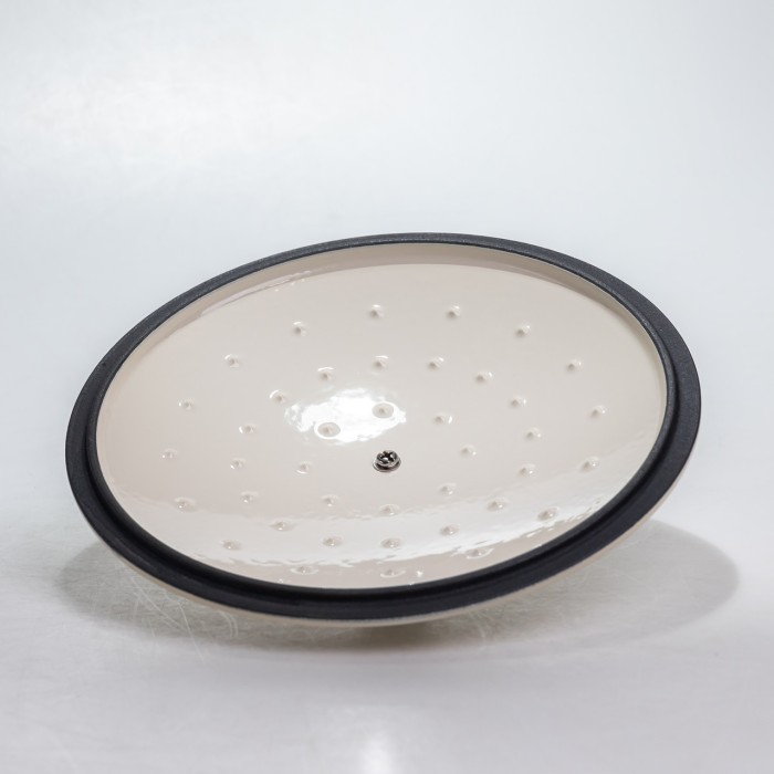 Каструля чавунна 2.5 л емальована з кришкою посуд для тушкування запікання томління кухонна Біла HP-1-14-WHITE (88833)