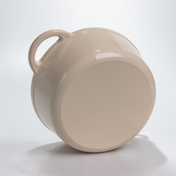 Каструля чавунна 2.5 л емальована з кришкою посуд для тушкування запікання томління кухонна Біла HP-1-14-WHITE (88833)