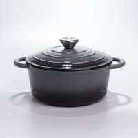 Каструля чавунна 2.5 л емальована з кришкою посуд для тушкування запікання томління кухонна Сіра HP-1-14-GREY (17807)