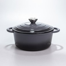 Каструля чавунна 2.5 л емальована з кришкою посуд для тушкування запікання томління кухонна Сіра HP-1-14-GREY (17807)