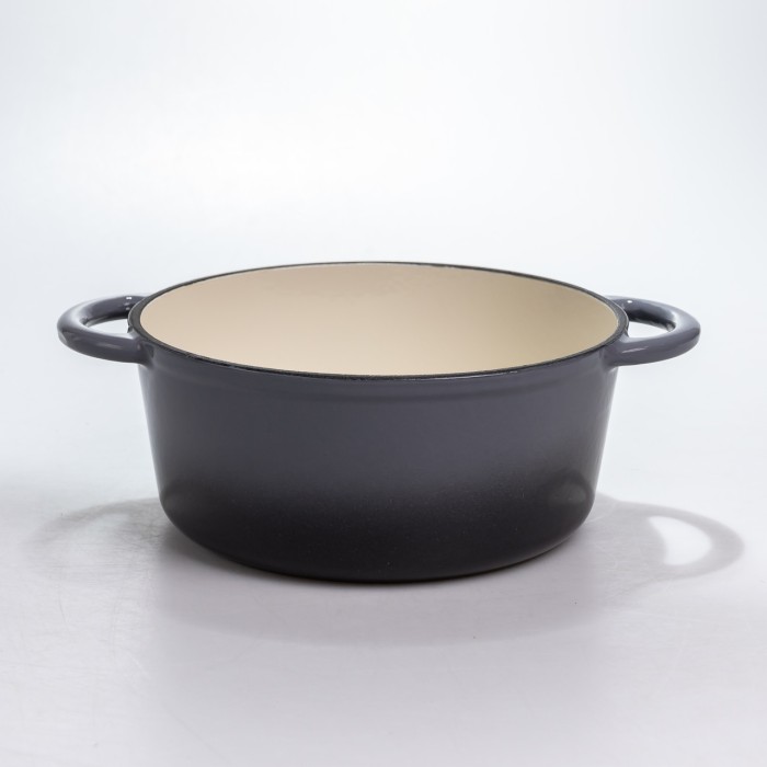 Каструля чавунна 2.5 л емальована з кришкою посуд для тушкування запікання томління кухонна Сіра HP-1-14-GREY (17807)