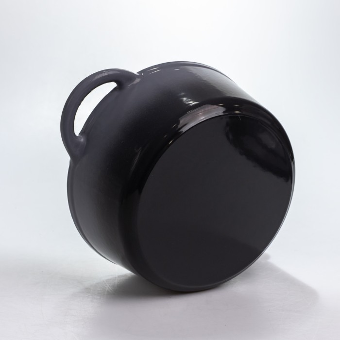 Каструля чавунна 2.5 л емальована з кришкою посуд для тушкування запікання томління кухонна Сіра HP-1-14-GREY (17807)