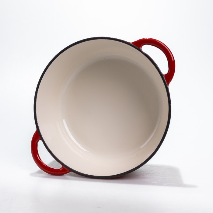 Каструля чавунна 2.5 л емальована з кришкою посуд для тушкування запікання томління кухонна Червона HP-1-14-RED (28769)