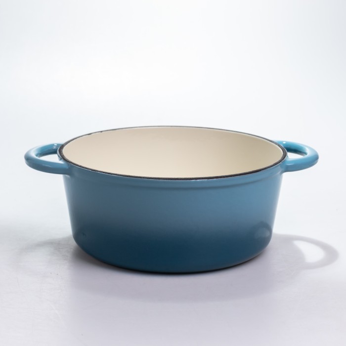 Каструля чавунна 2.5 л емальована з кришкою посуд для тушкування запікання томління кухонна Синя HP-1-14-BLUE (55407)