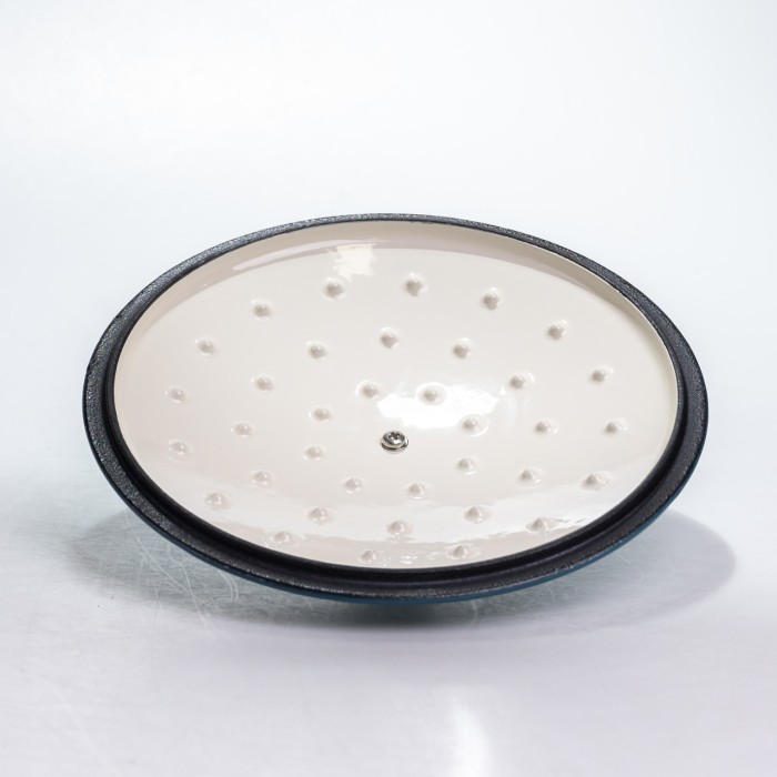 Каструля чавунна 2.5 л емальована з кришкою посуд для тушкування запікання томління кухонна Синя HP-1-14-BLUE (55407)