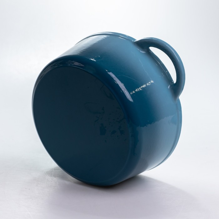 Каструля чавунна 2.5 л емальована з кришкою посуд для тушкування запікання томління кухонна Синя HP-1-14-BLUE (55407)