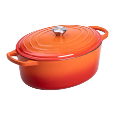 Гусятниця чавунна емальована з кришкою на 6 літрів Ø26 см для всіх типів плит Жовтогаряча HP-1-10-ORANGE (48157)