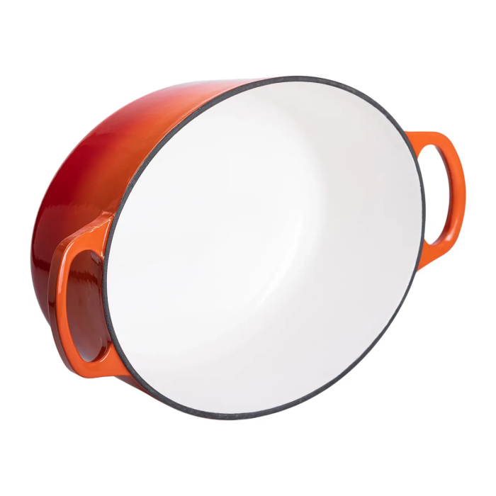 Гусятниця чавунна емальована з кришкою на 6 літрів Ø26 см для всіх типів плит Жовтогаряча HP-1-10-ORANGE (48157)