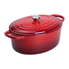 Гусятниця чавунна емальована червона 6 літрів Ø26 см з кришкою, посуд для тушкування запікання всіх типів плит HP-1-10-RED (61894)
