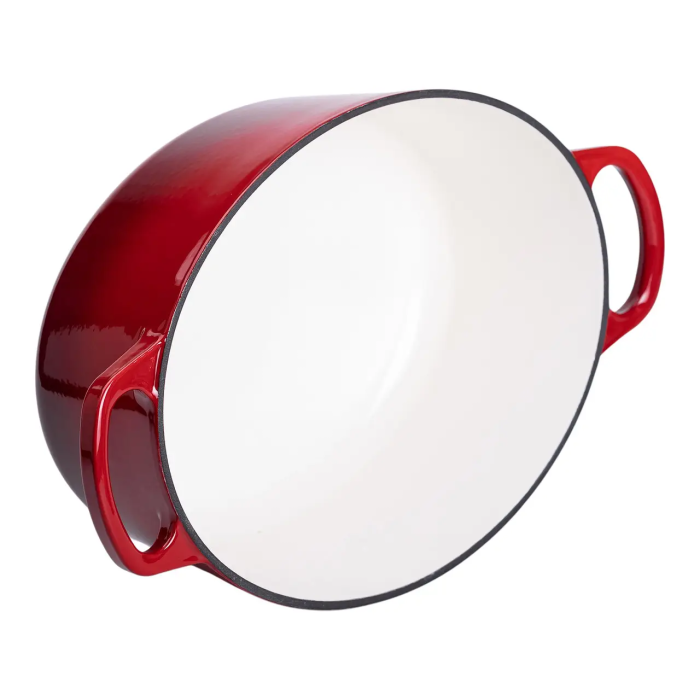 Гусятниця чавунна емальована червона 6 літрів Ø26 см з кришкою, посуд для тушкування запікання всіх типів плит HP-1-10-RED (61894)