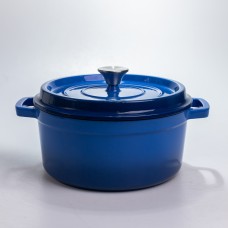 Каструля чавунна 4.5 л емальована з кришкою посуд для тушкування запікання томонія кухонна Синя HP-1-19-BLUE (68620)