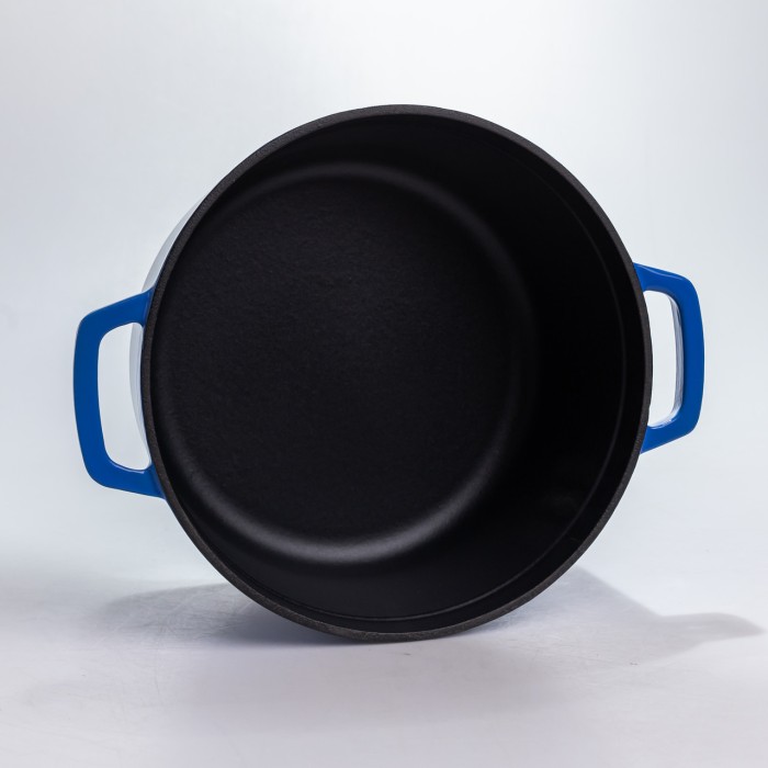 Каструля чавунна 4.5 л емальована з кришкою посуд для тушкування запікання томонія кухонна Синя HP-1-19-BLUE (68620)