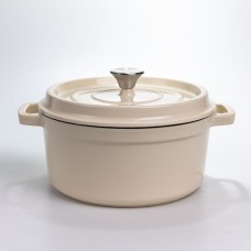 Каструля чавунна 4.5 л емальована з кришкою посуд для тушкування запікання томління кухонна HP-1-19-WHITE (73410)