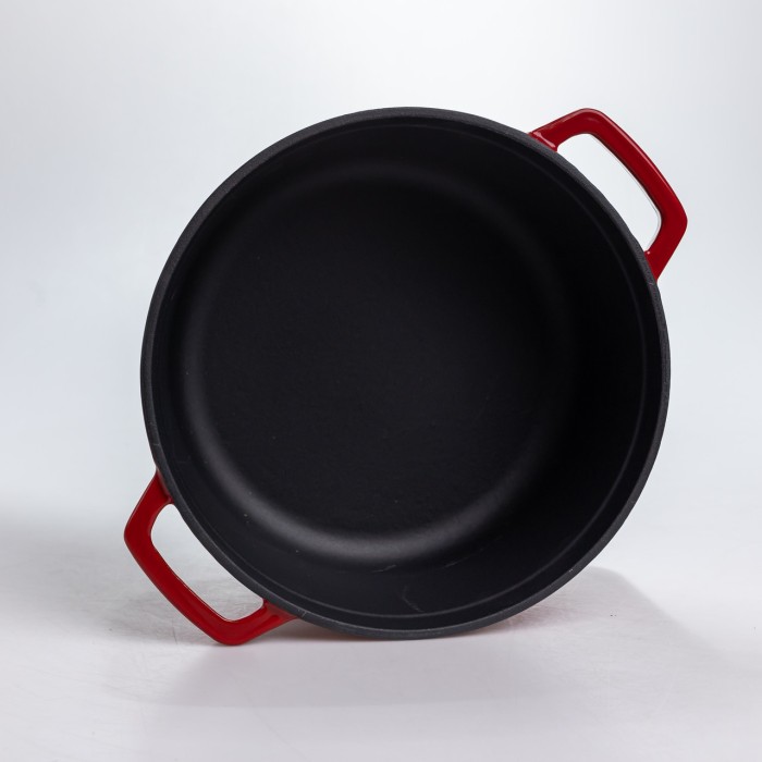 Каструля чавунна 4.5 л емальована з кришкою посуд для тушкування запікання томління кухонна Червона HP-1-19-RED (73786)