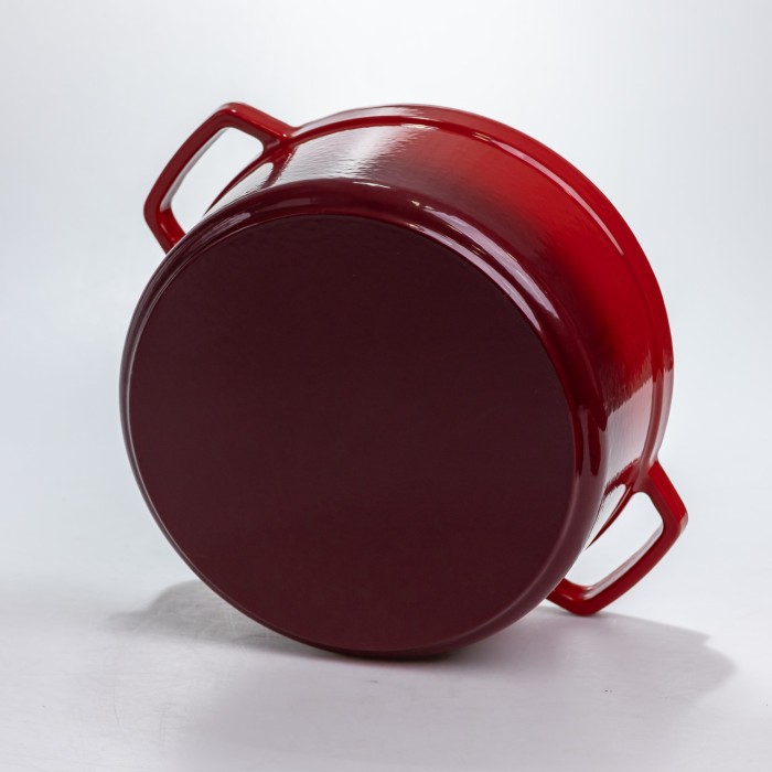 Каструля чавунна 4.5 л емальована з кришкою посуд для тушкування запікання томління кухонна Червона HP-1-19-RED (73786)