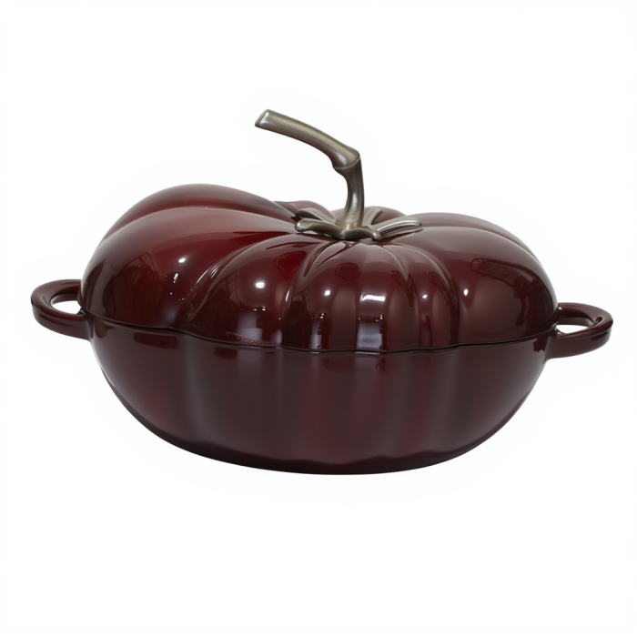 Каструля чавунний Томат 2.5 л емальована з кришкою посуд для тушкування запікання тушкування Бургунді HP-1-20-BURGUNDY (24071)