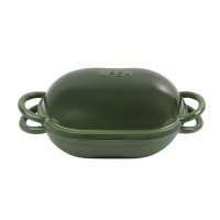 Чавунна овальна форма для випікання хліба з кришкою 25×17×15 (см) форма для хліба в духовку Зелена HP-1-23-GREEN (23936)
