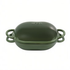 Чавунна овальна форма для випікання хліба з кришкою 25×17×15 (см) форма для хліба в духовку Зелена HP-1-23-GREEN (23936)