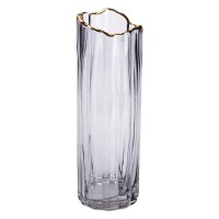 Скляна ваза для квітів, декоративна сіра, 29 см HP-1713 (16146)