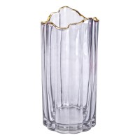 Декоративна скляна ваза для квітів 24,5 см із золотою окантовкою. (89186)