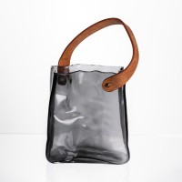 Скляна ваза сумочка з ручкою 13×7×16.5 (см) декоративна ваза для квітів 1 (л) Сірий HP-19-155-2 (16382)