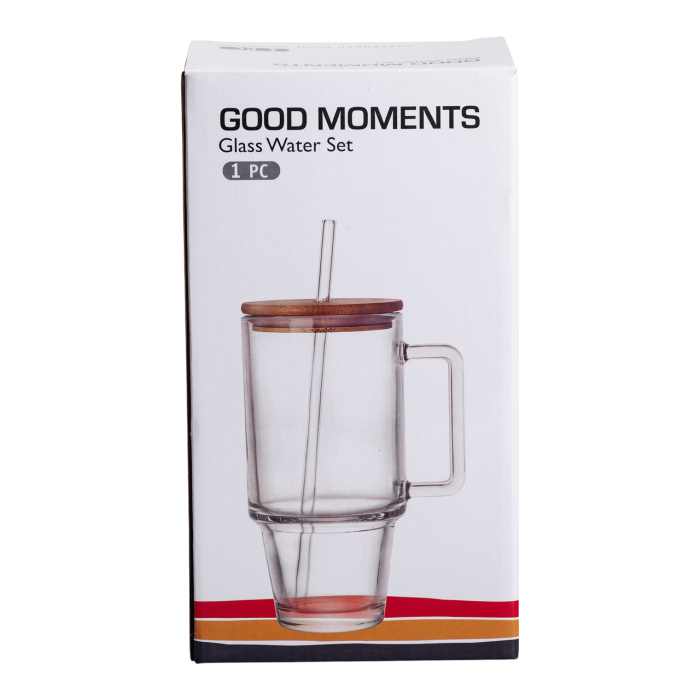 Кружка скляна з кришкою та трубочкою 750 (мл) Сірий HP-19-50 (18601)