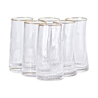 Набір стаканів високих 6 штук по 600 мл із золотим обідком (24612)