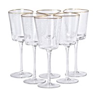 Набір з 6 келихів 350 мл, для вина із золотим обідком (36192)
