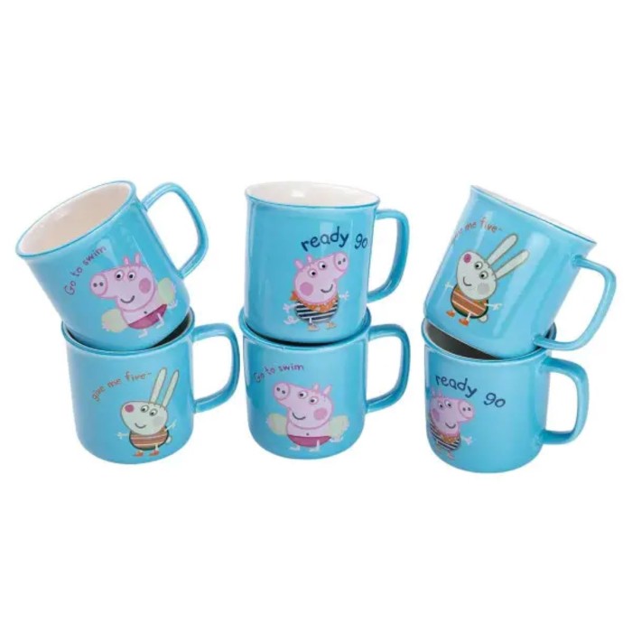 Набір із 6 чашок Peppa Pig, 150 мл, синій. (67766)