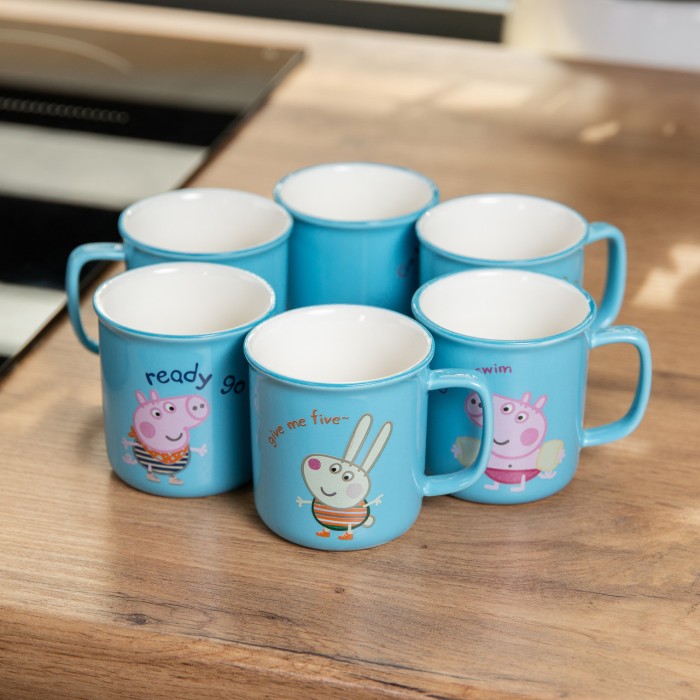 Набір із 6 чашок Peppa Pig, 150 мл, синій. (67766)