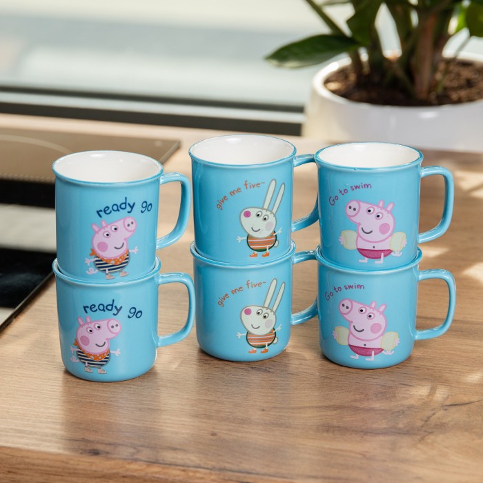 Набір із 6 чашок Peppa Pig, 150 мл, синій. (67766)