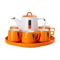 Чайний сервіз на 6 персон із керамічною підставкою Orange (82214)