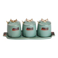 Набір банок з підставкою для сипучих продуктів, 400 мл, зелені HP-15-31 (73345)