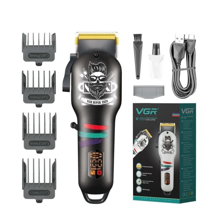 Тример для бороди і волосся VGR V-699B акумуляторний USB зарядка чорний (77076)