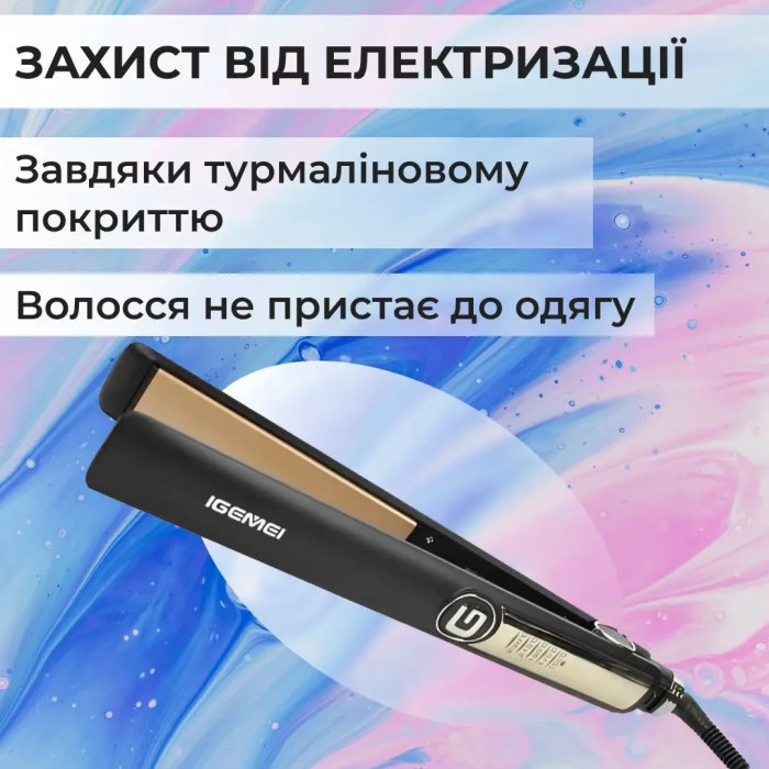 Утюжок для волосся Gemei GM-416 з турмаліновим покриттям чорний (21702)