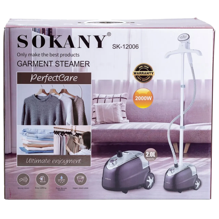 Підлоговий вертикальний відпарювач Sokany SK-12006 на 2 літри 2000 Вт чорний (43314)