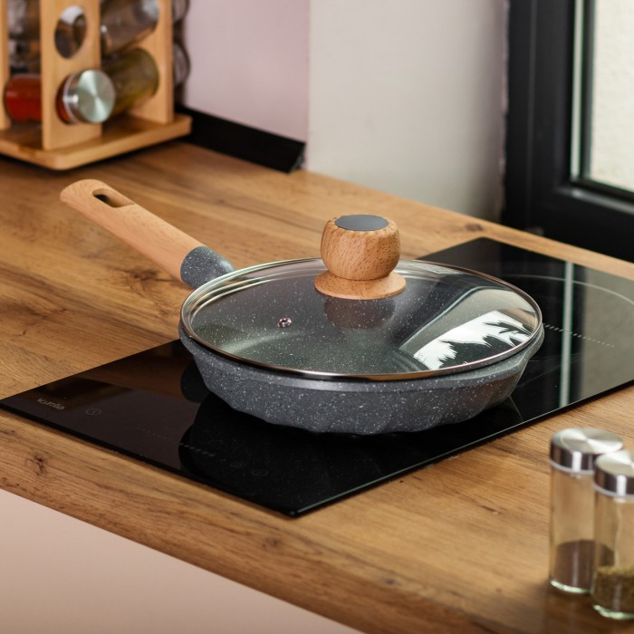 Алюмінієва сковорода 1,8 л з мармуровим антипригарним покриттям Ø 24 см сіра MGC HP-4-423G (86230)