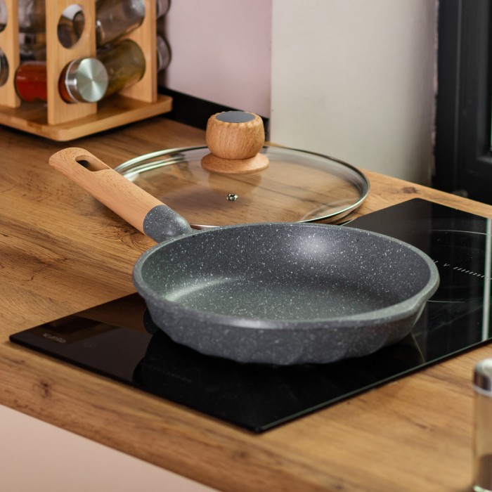 Алюмінієва сковорода 1,8 л з мармуровим антипригарним покриттям Ø 24 см сіра MGC HP-4-423G (86230)