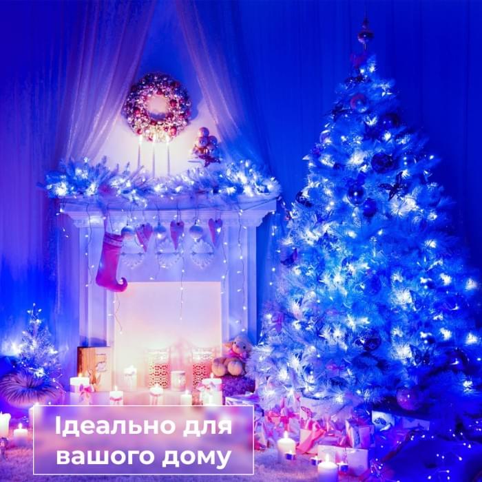 Гірлянда нитка світлодіодна GarlandoPro 190 LED лампочок 18м 8 режимів лед гірлянда Синій W400LEDBL (29030)