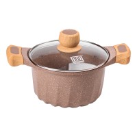 Алюмінієва каструля об'ємом 3 літри з кришкою Ø 20 см, мармурове антипригарне покриття MGC кавового кольору HP-4-432CO (23480)