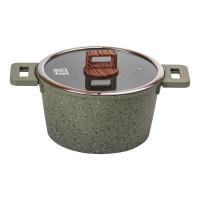 Алюмінієва каструля об'ємом 5,3 л з кришкою Ø 24 см з антипригарним покриттям MGC HP-4-446GR (58929)