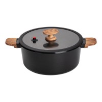 Алюмінієва каструля з керамічним покриттям антипригарним 4 л Ø 28 см чорний MGC HP-4-454B (25710)