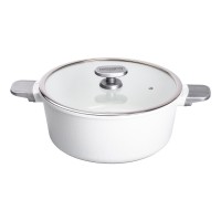 Алюмінієва каструля з керамічним покриттям антипригарним 5 л Ø 30 см біла MGC HP-4-455W (48889)