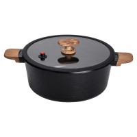 Алюмінієва каструля з керамічним покриттям антипригарним 5 л Ø 30 см чорна MGC HP-4-455B (80486)