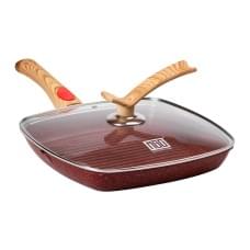 Алюмінієва сковорода-гриль 28 см зі скляною кришкою Square Red MGC HP-4-462R (27669)