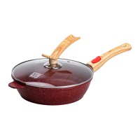 Алюмінієва глибока сковорода (2,8 л) зі скляною кришкою Ø 26 см Червоний MGC HP-4-464R (14092)