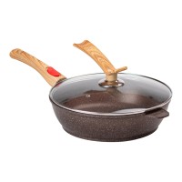 Сковорода алюмінієва 3.5 літра глибока зі скляною кришкою Ø 28 см кофейна MGC (62365)