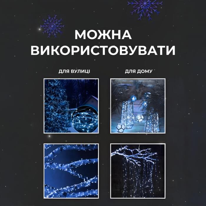 Гірлянда роса на пульті 100 метрів на 1000 led світлодіодів крапля на білому дроті синя 1000L100MWBL (11746)