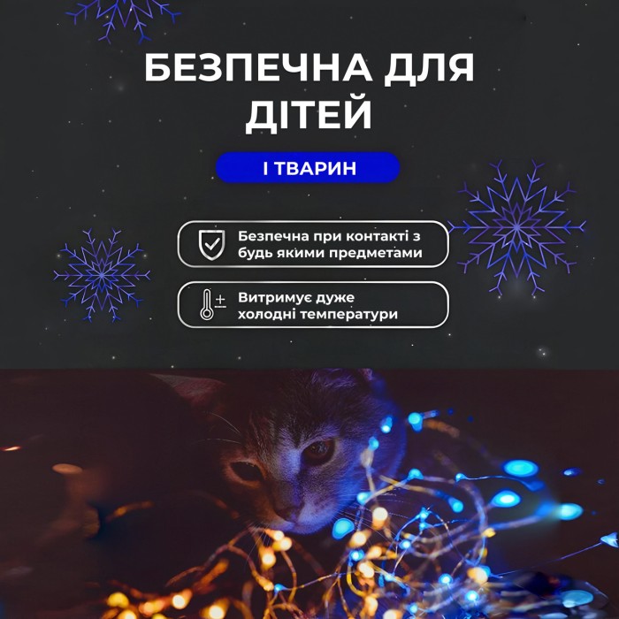 Гірлянда роса на пульті 100 метрів на 1000 led світлодіодів крапля на білому дроті синя 1000L100MWBL (11746)